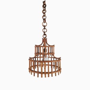 Bamboo and Rattan Chinoiserie Chandelier, Italy, 1960s-UIW-1420654