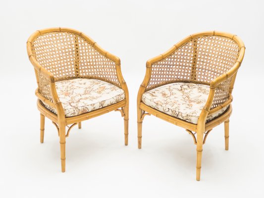 Bamboo and Rattan Lounge Chairs, 1960s, Set of 2-YJA-837943