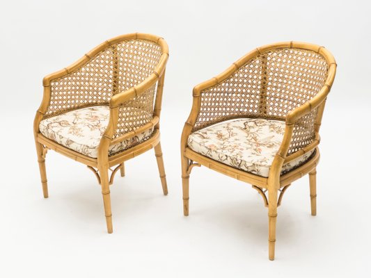 Bamboo and Rattan Lounge Chairs, 1960s, Set of 2-YJA-837943