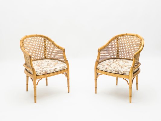 Bamboo and Rattan Lounge Chairs, 1960s, Set of 2-YJA-837943