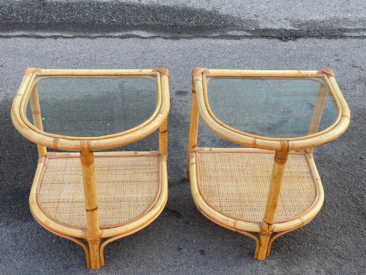 Bamboo and Rattan Nightstands, Denmark, 1970s, Set of 2-MXB-1812293