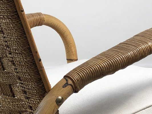 Bamboo and Wicker Armchairs by Adrien Audoux & Frida Minet, France, 1950s, Set of 2-NLF-1354681