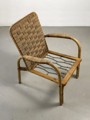 Bamboo and Wicker Armchairs by Adrien Audoux & Frida Minet, France, 1950s, Set of 2-NLF-1354681