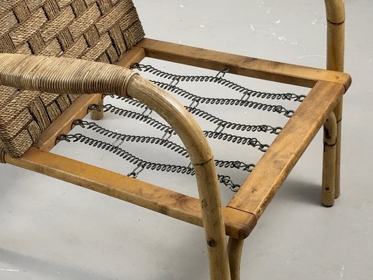 Bamboo and Wicker Armchairs by Adrien Audoux & Frida Minet, France, 1950s, Set of 2-NLF-1354681