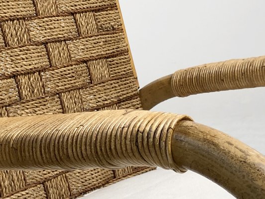 Bamboo and Wicker Armchairs by Adrien Audoux & Frida Minet, France, 1950s, Set of 2-NLF-1354681