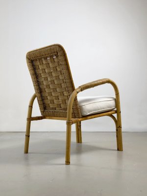 Bamboo and Wicker Armchairs by Adrien Audoux & Frida Minet, France, 1950s, Set of 2-NLF-1354681