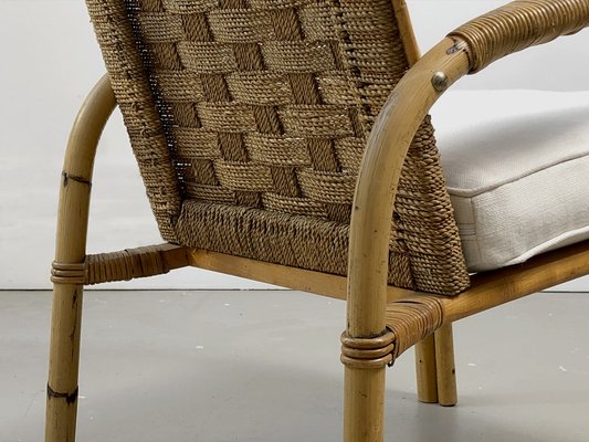 Bamboo and Wicker Armchairs by Adrien Audoux & Frida Minet, France, 1950s, Set of 2-NLF-1354681