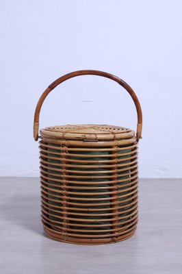 Bamboo and Wicker Basket, Italy, 1960s-XSG-1264196