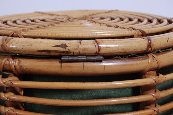 Bamboo and Wicker Basket, Italy, 1960s-XSG-1264196