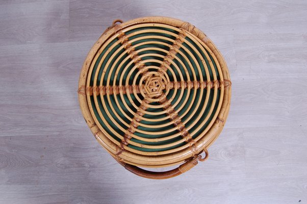 Bamboo and Wicker Basket, Italy, 1960s-XSG-1264196