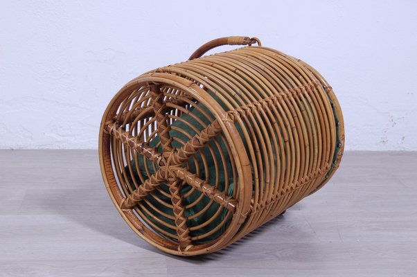 Bamboo and Wicker Basket, Italy, 1960s-XSG-1264196