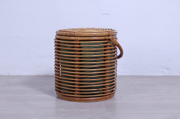 Bamboo and Wicker Basket, Italy, 1960s-XSG-1264196