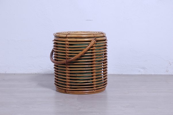 Bamboo and Wicker Basket, Italy, 1960s-XSG-1264196