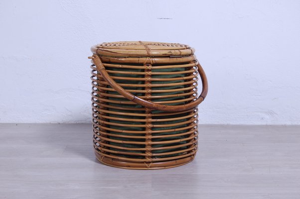 Bamboo and Wicker Basket, Italy, 1960s-XSG-1264196