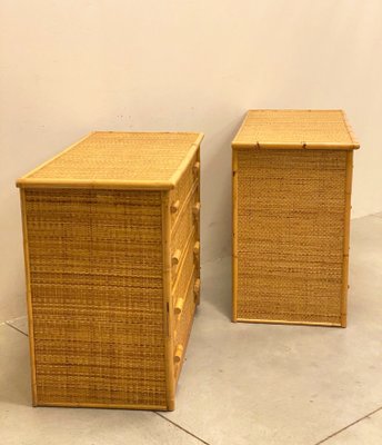 Bamboo and Wicker Dressers, 1070s, Set of 2-NPC-1175326