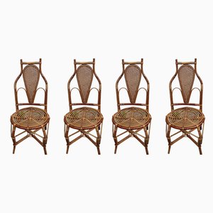 Bamboo Armchairs, 1950s, Set of 4-EH-565168