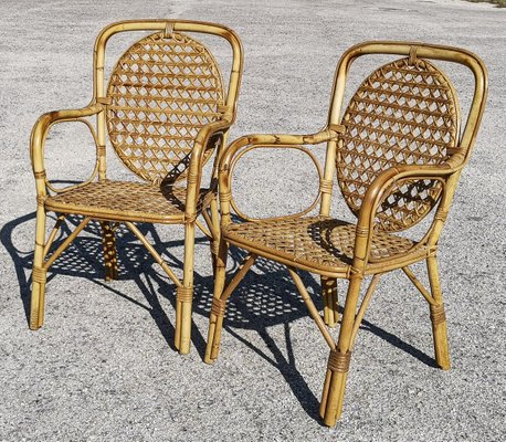 Bamboo Armchairs, 1970s, Set of 2-RAQ-1433207