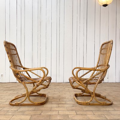 Bamboo Armchairs attributed to Tito Agnoli, 1960, Set of 2-RB-1351178