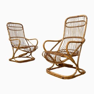 Bamboo Armchairs attributed to Tito Agnoli, 1960, Set of 2-RB-1351178