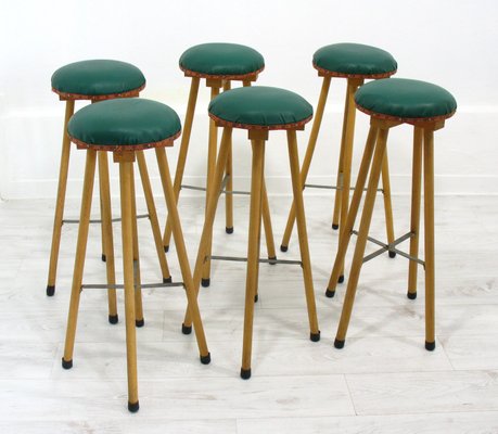 Bamboo Bar and Stools, 1970s, Set of 7-WVA-949719