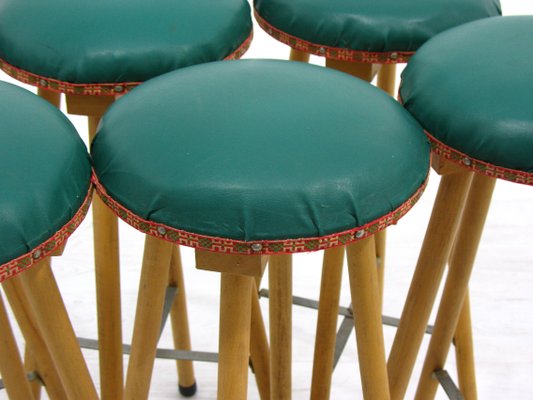 Bamboo Bar and Stools, 1970s, Set of 7-WVA-949719