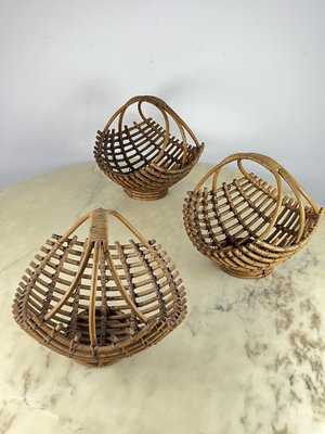 Bamboo Baskets, Italy, 1960s, Set of 3-YST-1758370