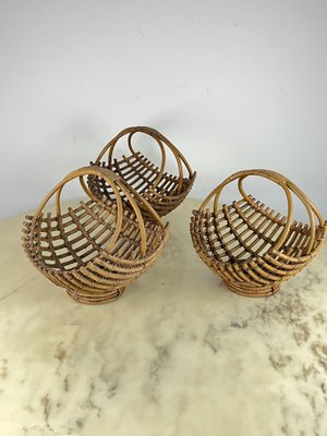 Bamboo Baskets, Italy, 1960s, Set of 3-YST-1758370