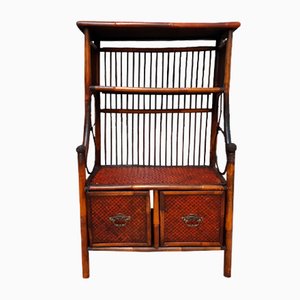 Bamboo Bookcase with Drawers Rattan, 1950s-WQQ-1354597