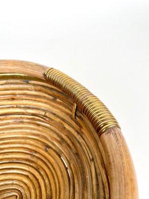 Bamboo & Brass Basket Bowl, Italy, 1970s-LYQ-1171242