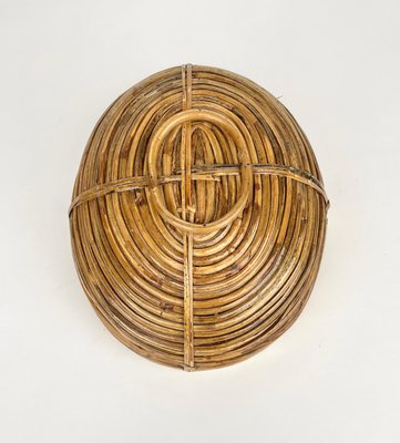 Bamboo & Brass Basket Bowl, Italy, 1970s-LYQ-1171242