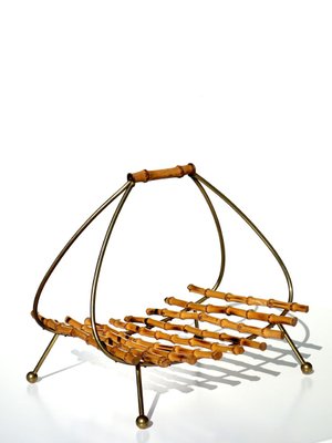 Bamboo & Brass Magazine Rack by Carl Auböck, 1950s-KGD-887888