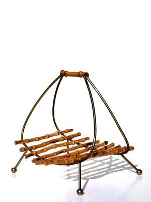 Bamboo & Brass Magazine Rack by Carl Auböck, 1950s-KGD-887888