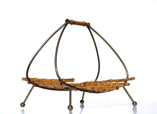 Bamboo & Brass Magazine Rack by Carl Auböck, 1950s-KGD-887888