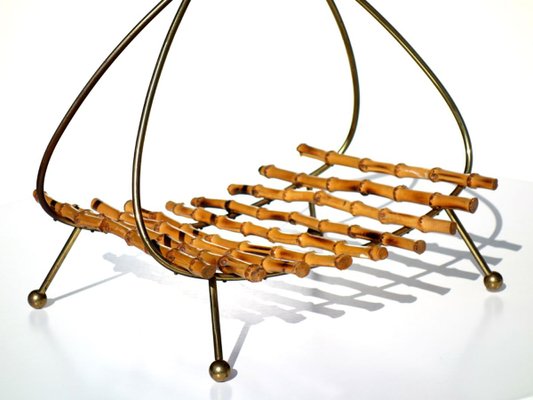 Bamboo & Brass Magazine Rack by Carl Auböck, 1950s-KGD-887888