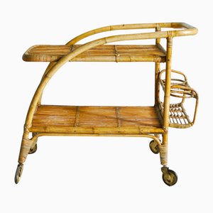 Bamboo Cane Trolley Bar in the Style of Tito Agnoli, 1960s-JQO-1078164