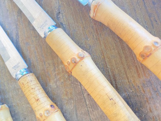 Bamboo Cheese Knives, France, 1960s, Set of 6-UR-1342400