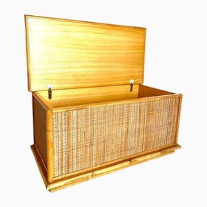 Bamboo Chest in Rattan and Wood, Italy, 1970s-TOI-1811224