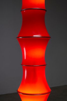 Bamboo Floor Lamp in Red Glass, 1990s-POG-1758566