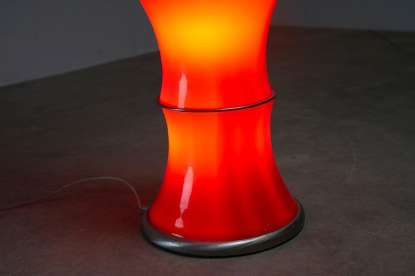 Bamboo Floor Lamp in Red Glass, 1990s-POG-1758566