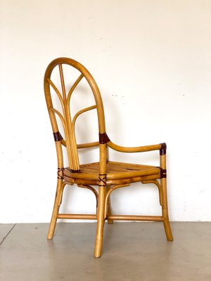 Bamboo & Leather Armchairs, 1970s, Set of 2-NPC-1329159