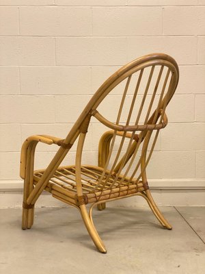 Bamboo & Leather Armchairs, 1980s, Set of 2-NPC-1332339