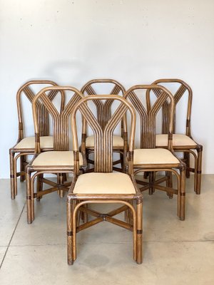 Bamboo & Leather Chairs from McGuires, Set of 6-NPC-1541523