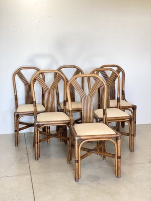 Bamboo & Leather Chairs from McGuires, Set of 6-NPC-1541523