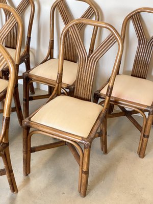 Bamboo & Leather Chairs from McGuires, Set of 6-NPC-1541523