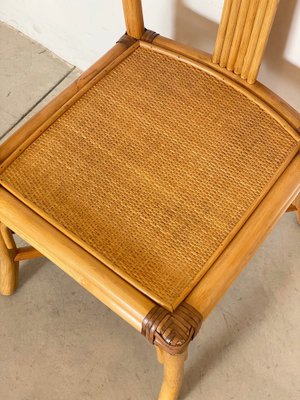 Bamboo & Leather Dining Chairs, 1970s, Set of 2-NPC-1329157