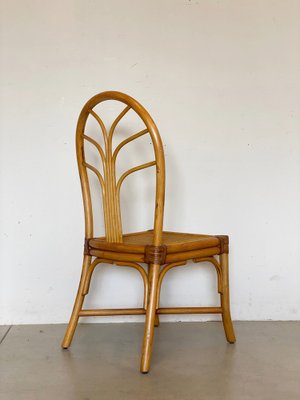 Bamboo & Leather Dining Chairs, 1970s, Set of 2-NPC-1329157