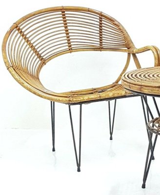 Bamboo Lounge Chairs and Table by Janine Abraham & Dirk Jan Rol, 1950s, Set of 3-FIP-1154786