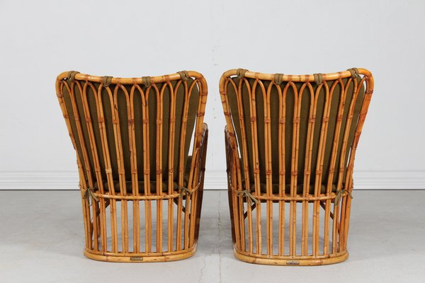 Bamboo Lounge Chairs by Tove Kindts-Larsen for R. Wengler, 1950s, Set of 2-QQ-1718258