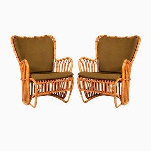 Bamboo Lounge Chairs by Tove Kindts-Larsen for R. Wengler, 1950s, Set of 2-QQ-1718258