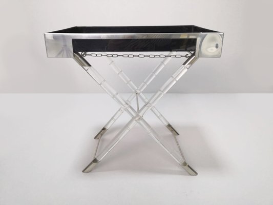 Bamboo, Methacrylate and Chrome Folding Table, 1970s-JJT-900281